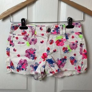 Grane Jean Shorts Neon Floral Juniors Size 1 Denim
